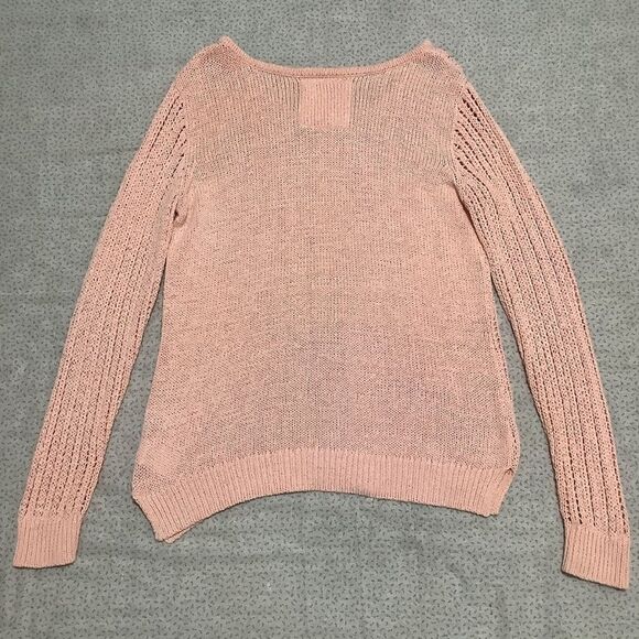 H&M LOGG Timeless Classic Woven Macrame Soft Girl Peach Cozycore Sweater Medium - Picture 9 of 12